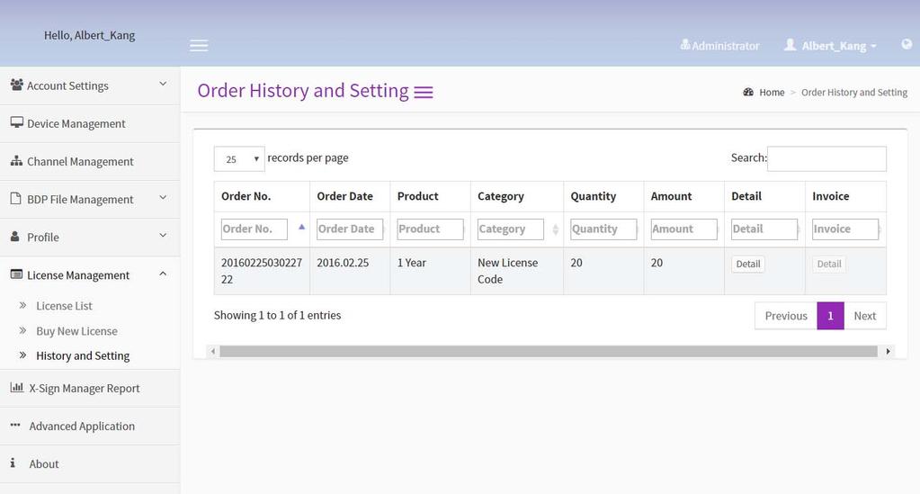 10. You can check your order history by clicking History and Setting under License