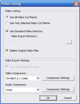 5.2 Video editing dialog To access the video editing dialog go to Video / Edit Video. A dialog pops up.