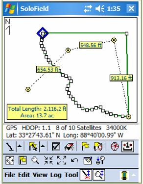 Measure Tool To measure distance in the field, simply press the Tape Measure icon and click on the screen.