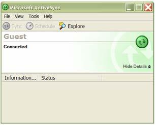 Syncing with Your PC Step #4 Select Explore If you see the Microsoft ActiveSync dialog box as shown to the left, you have connected correctly and are ready to begin file transfer.