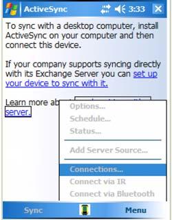 Troubleshooting ActiveSync #1 Check the Handheld If you have having trouble syncing with the computer, you need to make sure that that ActiveSync on the handheld is configured correctly as shown