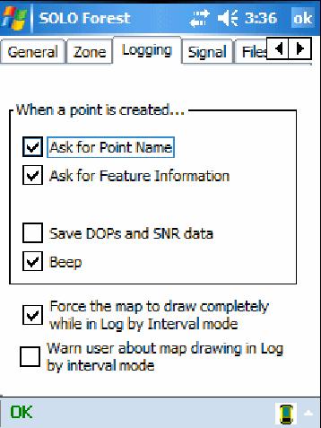 Solo Forest Settings Logging Tab The Logging Tab gives us an opportunity to set some parameters around how we want to collect data.