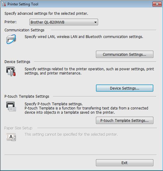 Changing the Label Printer Settings Using the Printer Setting Tool for Windows 4 a Connect the printer you want to configure to the computer. b Start the Printer Setting Tool.
