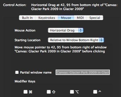 The Inspector window will be updated to show the window name and coordinates where the click, drag or move should take place.