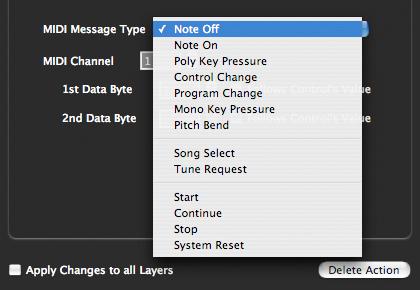 The first group of messages in the popup include a MIDI channel.