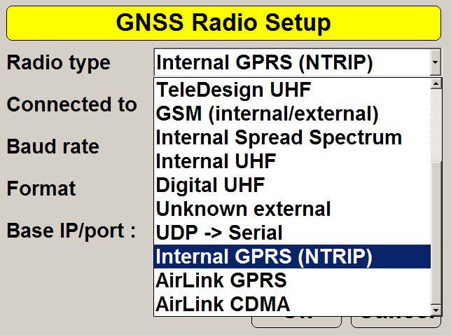 When selecting the radio type in machine configuration, more radio options are available to allow connection with networks.