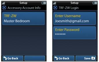 TRF-ZW Z-Wave Accessory Account Info When using smart home devices that use Z-Wave, it is necessary to log the Accessory Account info