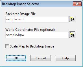 Backdrop Image File Enter the name of the file that contains the image. You can click the button to bring up a standard Windows file selection dialog from which you can search for the image file.
