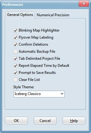 Check to clear the list of most recently used files that appears when File >> Reopen is selected from the Main Menu Selects a color theme to use for SWMM s user interface (see