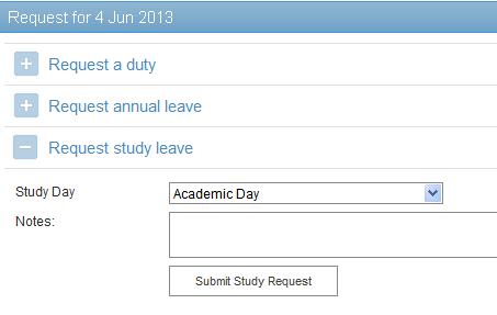 Study Leave 0 3 Select the required option from the drop