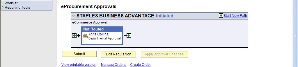 2. To add an approver or reviewer click the + icon to the left or right of the current approver s name, depending on who you want to approve the document first.