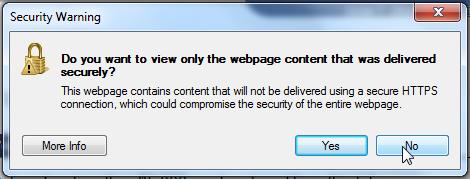 3. Do one of the following: a) If you are using Internet Explorer 8, you receive this message.