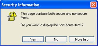 Click Yes: If you are using any other type of browser, select the option that will display nonsecure items.