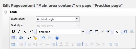 Using the rich text editor Click on one of the pencil icons to load the text editor. Here you can edit your Pagecontent element (Screenshot 4).
