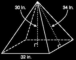 13. What is the volume of the cube? 12 in a. 36 in 3 b. 1728 in 3 c. 144 in 3 d. 12 in 3 14. What is the volume of the square pyramid? a. 960 in 3 b. 510 in 3 c. 544 in 3 d. 10,240 in 3 15.