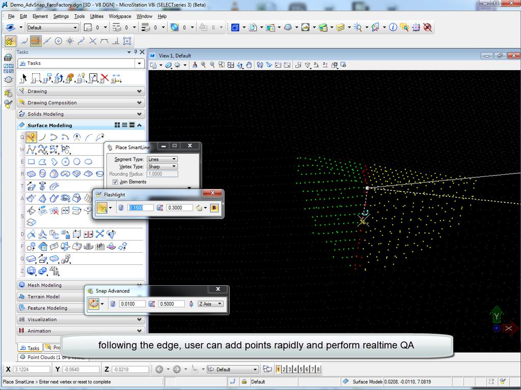 Building/Factory Demo Visual Explorer and Smart Snap Visual Explorer tool Section mode