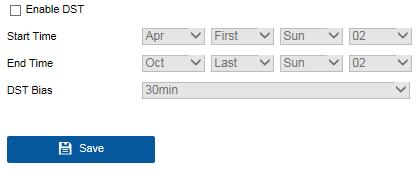 Figure 6-8 DST Settings 2. Select the start time and the end time. 3.