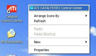 Enter the ATI Catalyst Control Center, user can click the short-cut or right