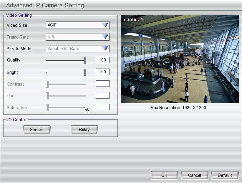If the IP camera has authority request, please enable Authentication and enter ID and Password. 6. Click OK to connect with the IP camera. Detail: To adjust IP camera parameters, click Detail.