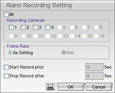 - Start Recording Record the video from the selected camera. 1. Next to the Start Recording check box, click Detail. 2.