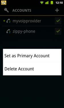 Bria Android Edition User Guide Setting the Primary Account One account is always set as the primary account. This account is used by default for outgoing calls.