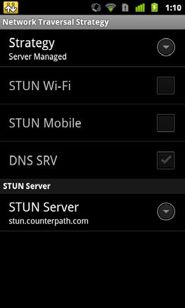 CounterPath Corporation Network Traversal Strategy Speak to your VoIP service provider about the strategy to use. Make sure that you change the STUN Server field.