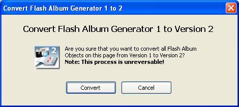 Converting a Flash Album Generator 1 gallery Open the HTML file that you ve made with Flash Album Generator version 1.