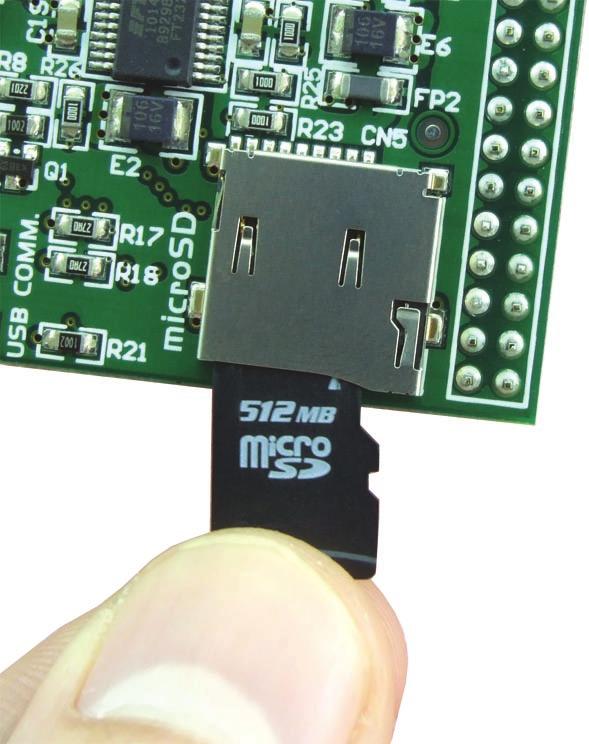 14 mikroboard for ARM 64-pin 5. MicroSD connector There is a connector CN5 provided on the development sysem that enables the use of microsd card.