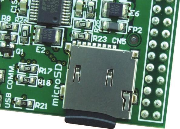 Communication between the microsd card and the microcontroller is performed via the Serial Peripheral Interface (SPI).