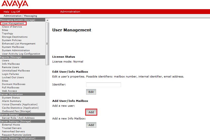 Click on User Management in the left hand column and click on