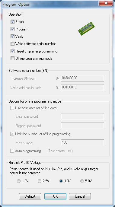 Step 4: Click Option in the Program section of the ICP Tool Window to open the Program Option form, as shown in Figure 4-5.