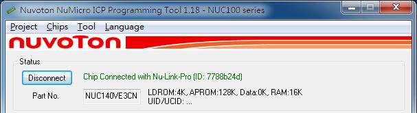 Step 8a: After the Connect button is clicked, the ICP Tool will be connected with the Nu-Link Adapter, and a SWD port will be detected.
