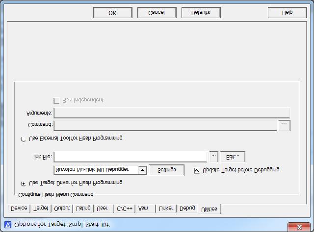 Figure 4-12 Keil RVMDK Programmer Selection Step 7: Click the Settings button