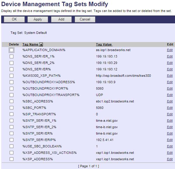 Example System Default Tag Settings Figure 11 System Default Tag Settings 5.2.1.2 Create Device Type-Specific Tags Browse to System Resources Device Management Tag Sets and select Add to add a new tag set.
