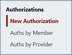 Authorization Entry The Affinity Provider Portal - PRISM also offers the ability to create and view Authorizations for your practice.