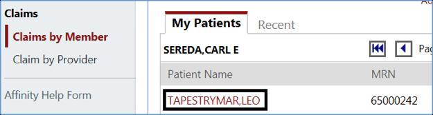 Patient name in the My Patients tab or use the search bar to