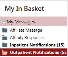 There are two navigational options when viewing messages by type: Click a message type on the left side of the screen Or click the corresponding folder as pictured below New messages are