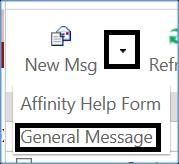 To send a new message, click the New Msg button in the toolbar. You may also select the message type by clicking the downward arrow next to the New Msg button.