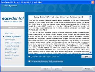 The License Agreement screen appears. 7. Read the Software License Agreement, then select I accept the terms of the license agreement and click Next.