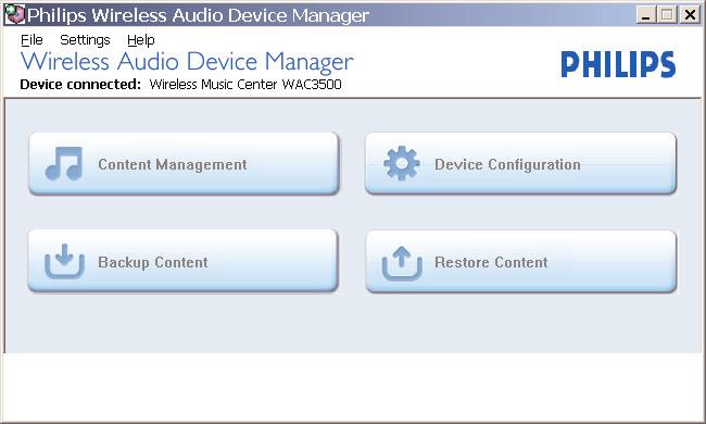 B2 Using WADM Transfer music files from your PC to the Center 1 Click Content management A new window