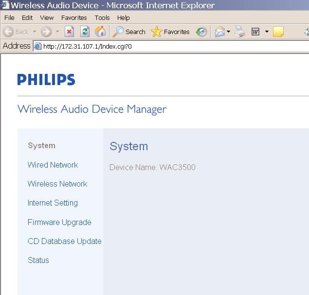 B4 Using WADM About Device Configuration In the sub-menu of Device configuration, you can view System information, manage the Network settings, upgrade Firmware, update CD Database and view