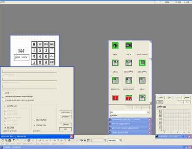 7. Write characters and a frame on the Base Screen and Keyboard Screen windows. Click the Character String icon to write characters and the Rectangle icon to draw a frame.