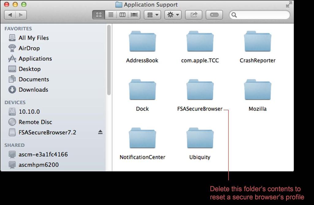 Appendices Figure 21. Cleaning Secure Browser on OS X 10.9 or Later Resetting Secure Browser Profiles on Linux 1.
