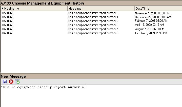 2. Select and then right-click a chassis row in the upper portion of the screen. From the right-click menu select View Equipment History to display the Chassis Management Equipment History screen. 3.