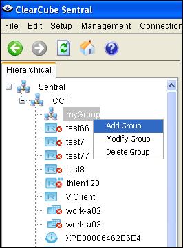Chapter 9: Tasks Hierarchical View Right-clicking a group node brings up a menu with three options, as shown in the following figure. Figure 72.