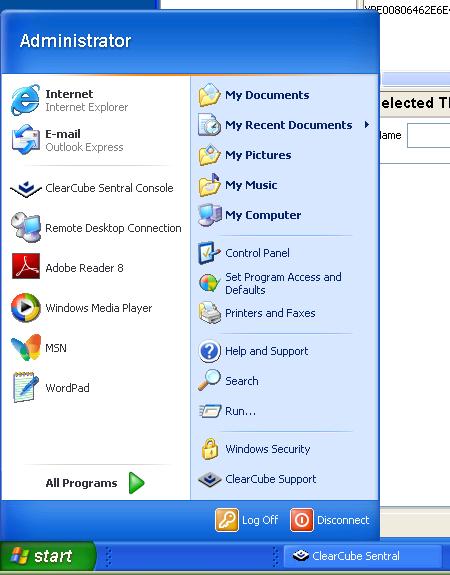 Chapter 11: Thin Client and Thin Client Agent The following figure shows the Log Off and Disconnect options. Figure 81.