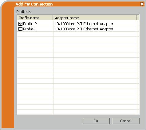 1. Connection to the network 1.9 Profile data (continued) 1.9.4 Registering My Connection One of the profile data, which is often used, can be registered as the My Connection profile data.