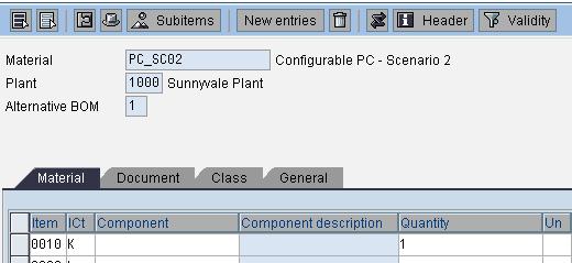 BOM with Class Item Create BOM in plant 1000 for