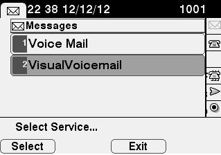 Check : Press message button on phone 2001 then select VisualVoicemail Choose
