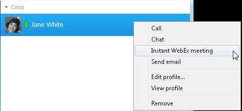 jwhite s contact and select Instant Webex